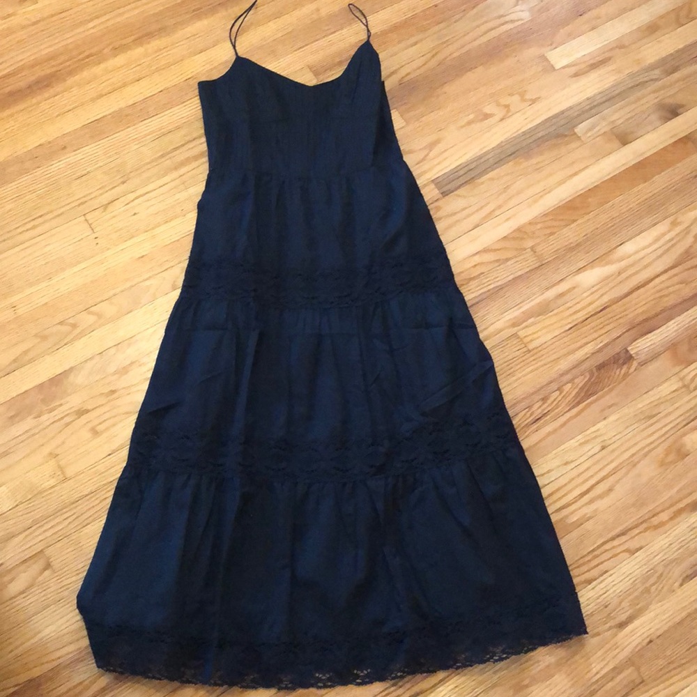 LOFT Rockabilly Black Lace Trim Summer Maxi Dress